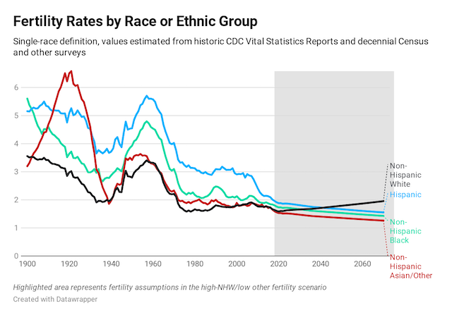 us birth rates 1900s graph